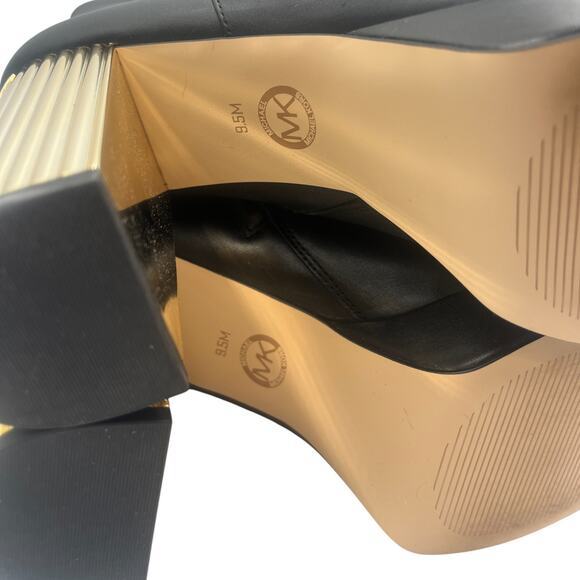 Michael Kors MK Porter Platform Bootie Block Heeled Ankle Boots Black Size 9.5M - Picture 8 of 10